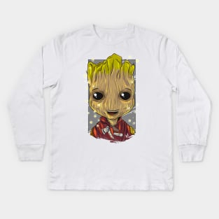 Pop Culture Caricature #9 - Groot Kids Long Sleeve T-Shirt